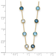 Load image into Gallery viewer, 10K Polished CZ and 6.0BT Blue Topaz 20 Station Necklace
