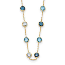 Load image into Gallery viewer, 10K Polished CZ and 6.0BT Blue Topaz 20 Station Necklace
