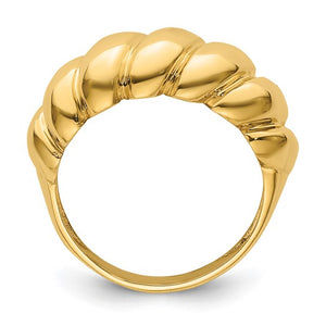 Herco 14K Polished and Grooved Domed Shrimp Ring