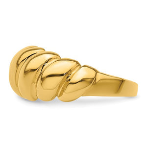 Herco 14K Polished and Grooved Domed Shrimp Ring