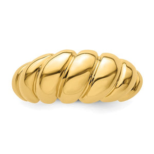 Herco 14K Polished and Grooved Domed Shrimp Ring