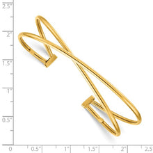 Load image into Gallery viewer, 14K Polished Crossed Flexible Cuff Bangle
