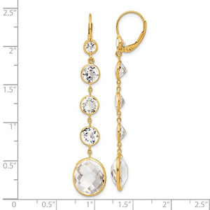 Herco 14K Polished Crystal and White Topaz Leverback Dangle Earrings