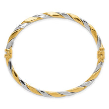 Load image into Gallery viewer, 14K Two-tone Polished and Twisted Hinged Bangle Bracelet
