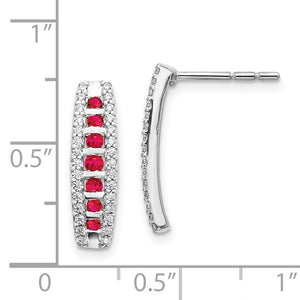 14k White Gold Diamond and Ruby Fancy Earrings