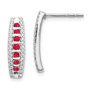 14k White Gold Diamond and Ruby Fancy Earrings