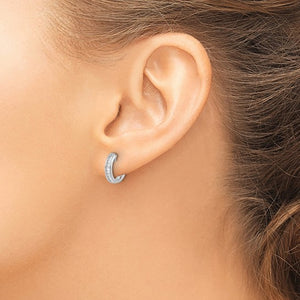 14k White Gold Baguette Diamond Hinged Hoop Earrings