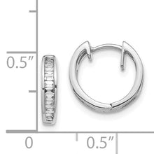 Load image into Gallery viewer, 14k White Gold Baguette Diamond Hinged Hoop Earrings
