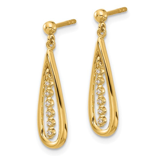 14k Diamond Teardrop Post Earrings