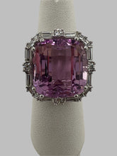 Load image into Gallery viewer, 14K White Gold Kunzite and Diamond Halo Ring
