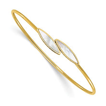 Load image into Gallery viewer, 14K Polished Mother of Pearl Bypass Flexible Bangle

