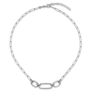 Leslie's Sterling Silver Rh-plated Polished CZ with 2in ext. Necklace