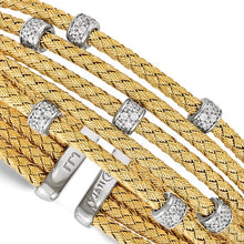 Load image into Gallery viewer, Leslie&#39;s Sterling Silver Rhodium-plated Gold-plated CZ Woven Flexible Cuff
