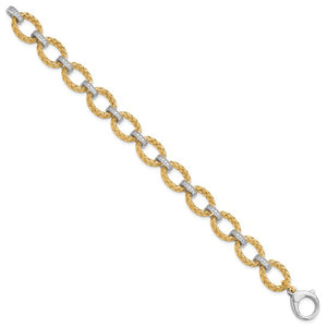 Leslie's Sterling Silver Rhodium-plated Gold-plated CZ Woven Link Bracelet