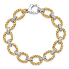 Load image into Gallery viewer, Leslie&#39;s Sterling Silver Rhodium-plated Gold-plated CZ Woven Link Bracelet
