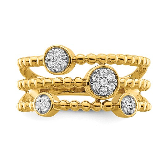 14k Polished Pave Circles Multi-band Diamond Ring