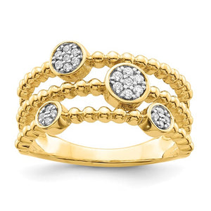 14k Polished Pave Circles Multi-band Diamond Ring