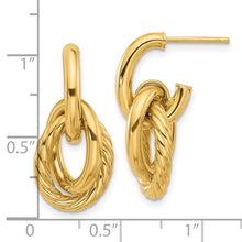 Load image into Gallery viewer, 14K Polished and Textured Post Dangle Earrings
