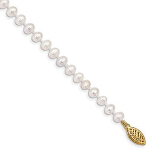 14k White Near Round Freshwater Cultured Pearl Bracelets