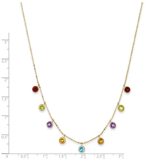 14K Multi-color Gemstone Necklace 16
