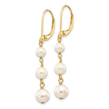 Load image into Gallery viewer, 14k 4-6mm White Semi-round FW Cultured Pearl Graduated Leverback Earrings
