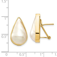 Load image into Gallery viewer, 14K 12x20 White Pear Saltwater Cultured Mabe Pearl Omega Back Earrings
