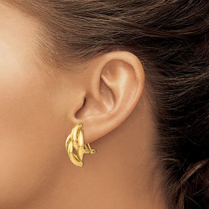 14k Swirl Omega Back Post Earrings
