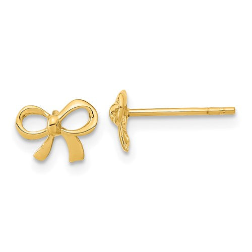 14k Gold Polished Bow Post Earrings
