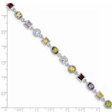 Load image into Gallery viewer, Sterling Silver 7inch Rhod Plated Rainbow Multi-gemstone Bracelet
