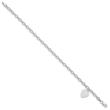 Load image into Gallery viewer, 14k White Gold Dangle Heart Bracelet
