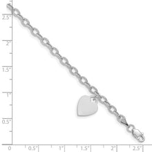 Load image into Gallery viewer, 14k White Gold Dangle Heart Bracelet
