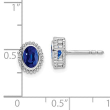 Load image into Gallery viewer, 14k White Gold Oval Sapphire Post Earrings
