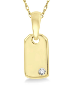1/50 ctw Round Cut Diamond Tag Pendant With Chain in 10K Yellow Gold
