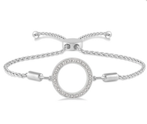 Silver Circle Lariat Diamond Bracelet