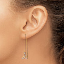 Load image into Gallery viewer, 14k with Rhodium D/C Box Chain Celtic Knot Threader Earrings
