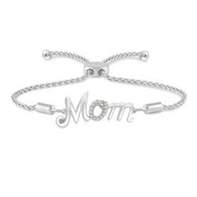 Load image into Gallery viewer, Mom Silver Diamond Lariat Bracelet
