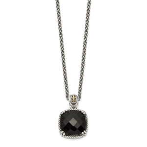 Sterling Silver with 14k Onyx Necklace