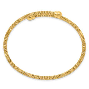 Sterling Silver Gold-Tone Textured Flexible Bangle