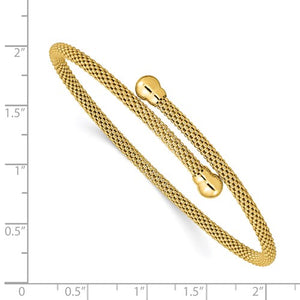 Sterling Silver Gold-Tone Textured Flexible Bangle