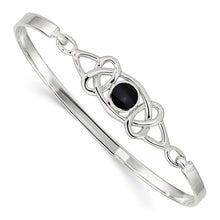 Load image into Gallery viewer, Sterling Silver Black Onyx Flexible Bangle Bracelet
