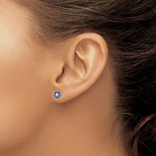 Load image into Gallery viewer, Sterling Silver Sapphire and Diamond Post Earrings
