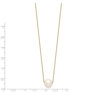 14k 10-11mm White Round Freshwater Cultured Pearl 17" Cable Necklace
