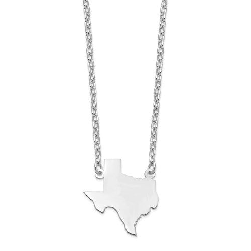 Sterling Silver Rhodium-Plated TX State Pendant With Chain